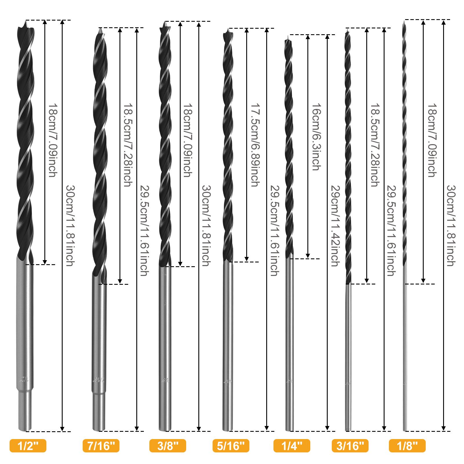 

7Pcs Wood Drill Bit Set Imperial Carpenters Quality - Drill Splinter-Free Perfectly Round Holes Woodworking Drill Bit 1/8 3/16 1