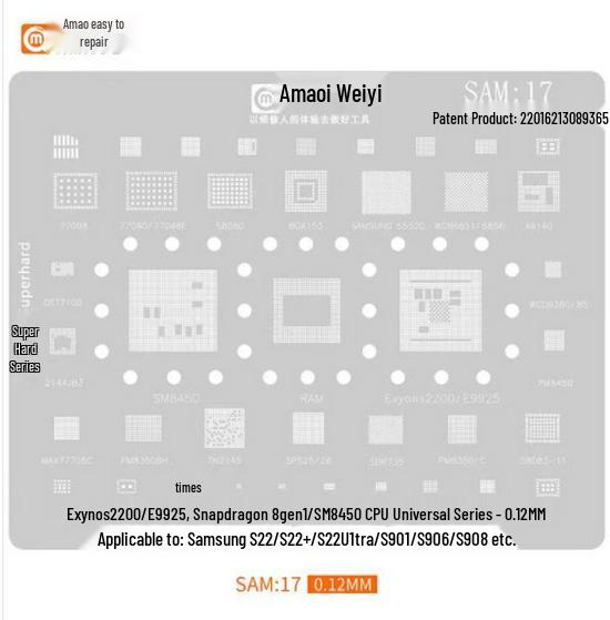 Amao Suitable Solder Paste Stencil for Samsung S20/S21/A70/A90/J720/S10+/Note10 Multi-Purpose Chip