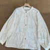 1116 Autumn New Women's Crew Neck Japanese Cotton Shirt Loose Shirt Top Cardigan Embroidery Literary Style Casual Long