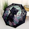1pc Witchy Cat Pattern Automatic 3-Fold Umbrella, 8 Iron Frames, High-Value Folding Umbrella, Suitable for Office, Travel and Outdoor Advent
