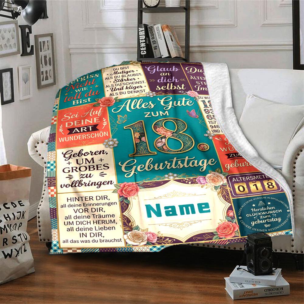 18Th Birthday Floral Celebration Personalized Name Blankets Soft And Comfortable Against The Skin Naps And The Office A Wonderful Gift For Friends