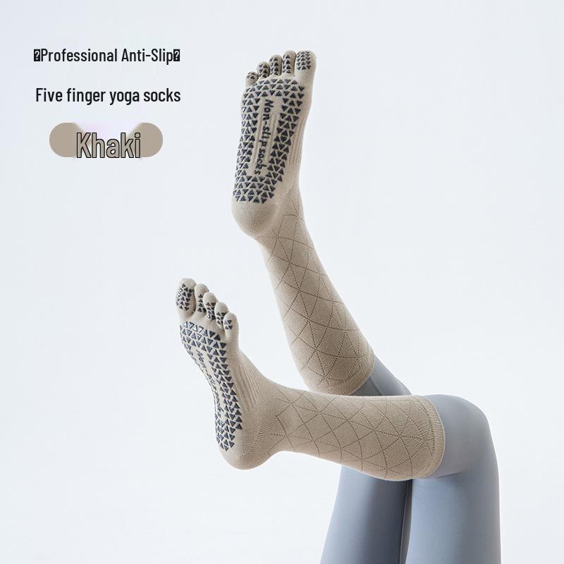 

Pro Pilates Non-Slip Compression 5-Toe Yoga & Fitness Socks One Size хакі