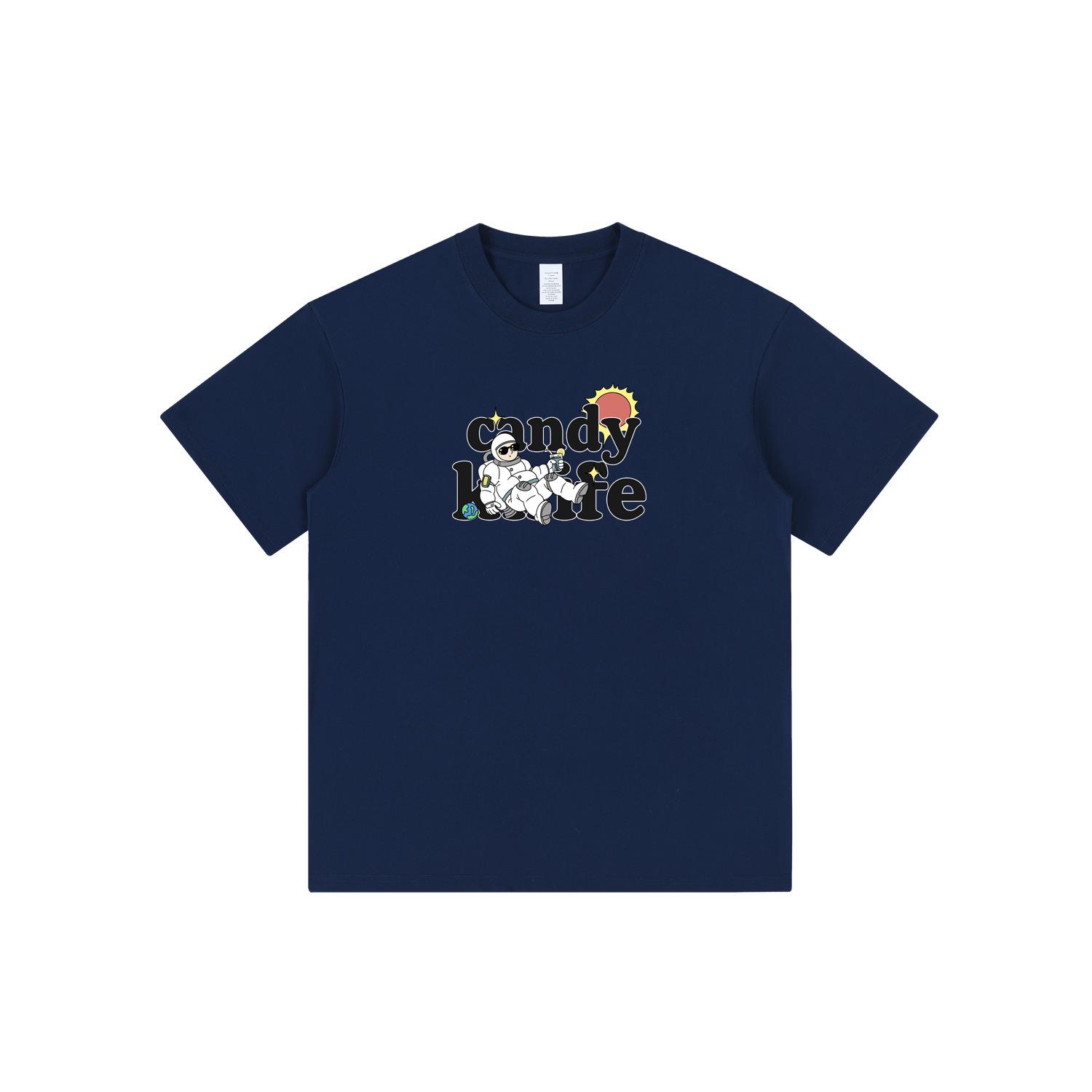 

Летняя 2024 года веселая футболка с мультяшным принтом, разноцветная, повседневная, для мужчин и пар 3XL темно-синий