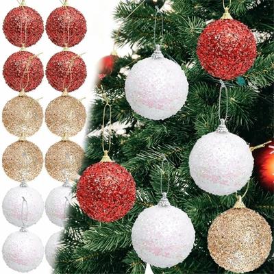 3Pcs 8cm Christmas Glitter Balls New Year DIY Xmas Tree Hanging Pendants Gold Sparkling Sparkling Ball Pendants Party Ornaments
