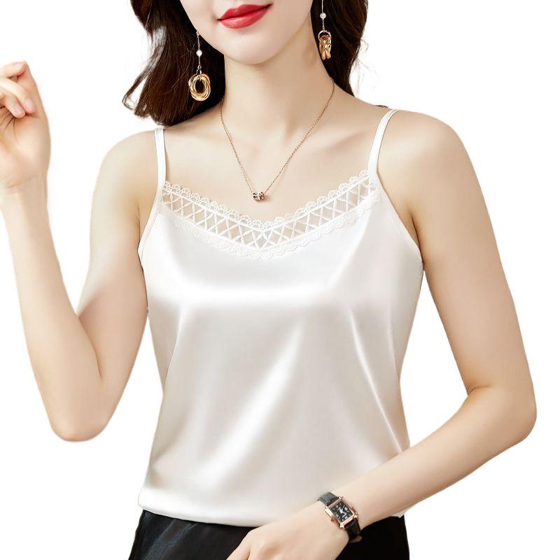 2026 Women's Silk Satin Camisole: Elegant Back Design, Stylish Base Layer or Outerwear, Sexy Top
