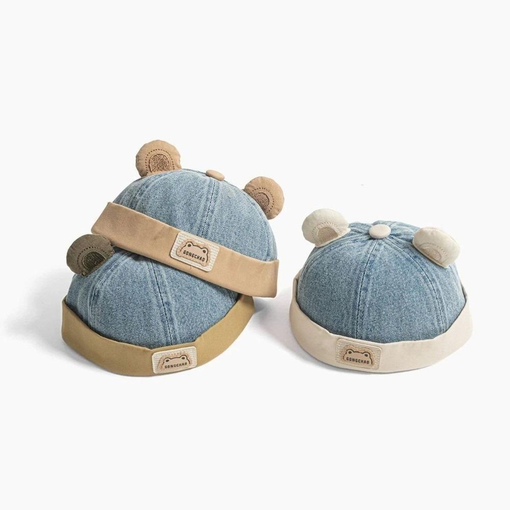 Denim Material Denim Brimless Cap Cute Bear Ears Unisex Toddler Hat Bear Ears Beanie Outdoor Wear