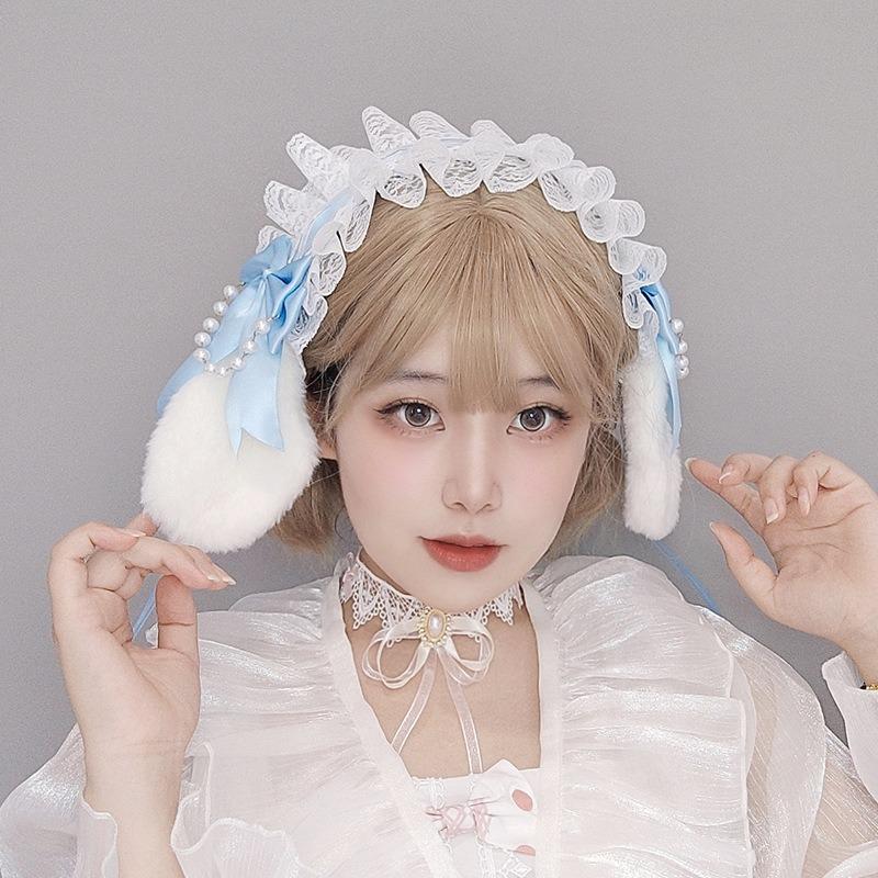 Comic-Con Lolita Rabbit Ears Headband Bow Soft Sister Style Rabbit Ears Hair Accessories Second Dimensional Maid Lady Headdress