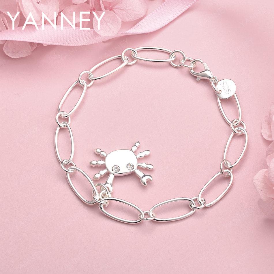 

Stylish 925 Sterling Silver 8-inch Cute Crab Bracelet for Women, Charming Accessories, Jewelry, Wedding Gifts