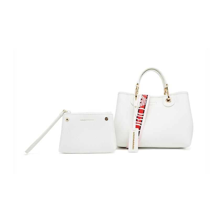 Emporio Armani Minimalist European And American Fashion PU Tote Shoulder Bag Women bags White Y3D166-YFO5B-85219