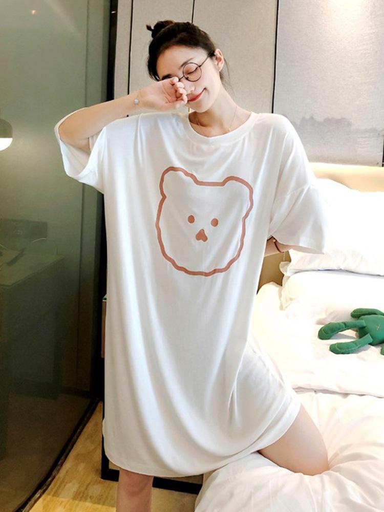 Women's Summer Cartoon Pajamas: Loose-Fit, Short-Sleeved, Casual National Tide for Cute Home Wear