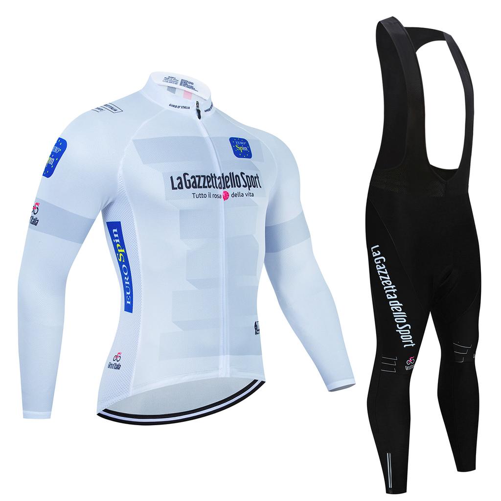 Tour De Italy D'ITALIA Men's Cycling Set Long Sleeve Jersey Quick-Dry Road Bike Suit with Pockets Spring Autumn Cycling Clothing