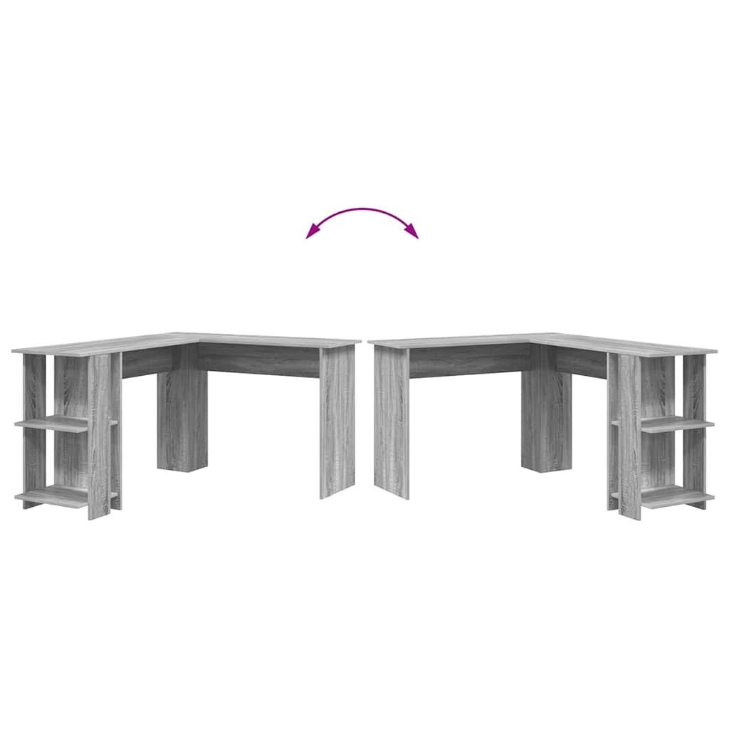 L shaped Desk with Shelf Grey Sonoma 140 x 113.5 x 75 cm