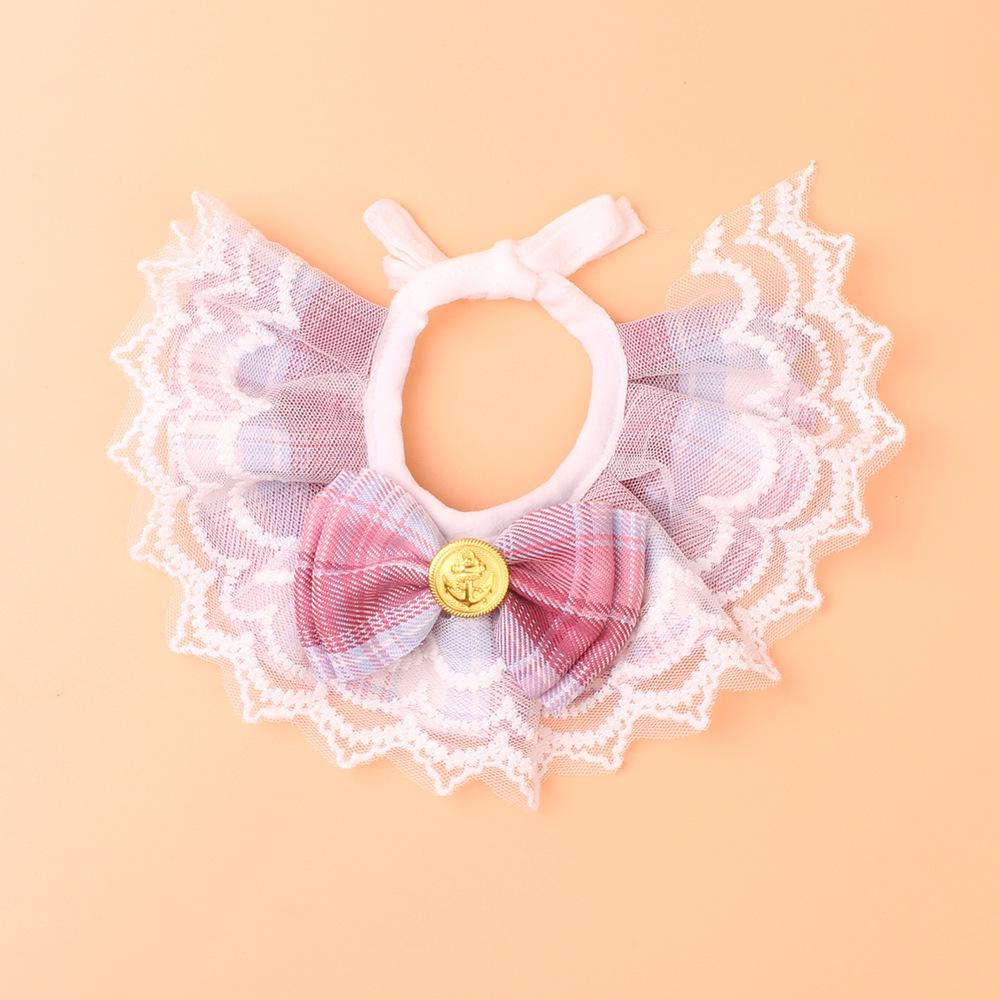 

Кружевной воротник-нагрудник для котенка и щенка с бантом - Принцессный стиль, грелка для шеи, аксессуар для питомца Large фиолетовый