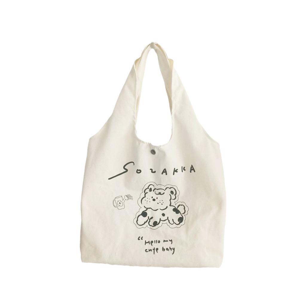 Adorable Cartoon Canvas Tote Bag For Girls With Cute Rabbit Shoulder Bag Design