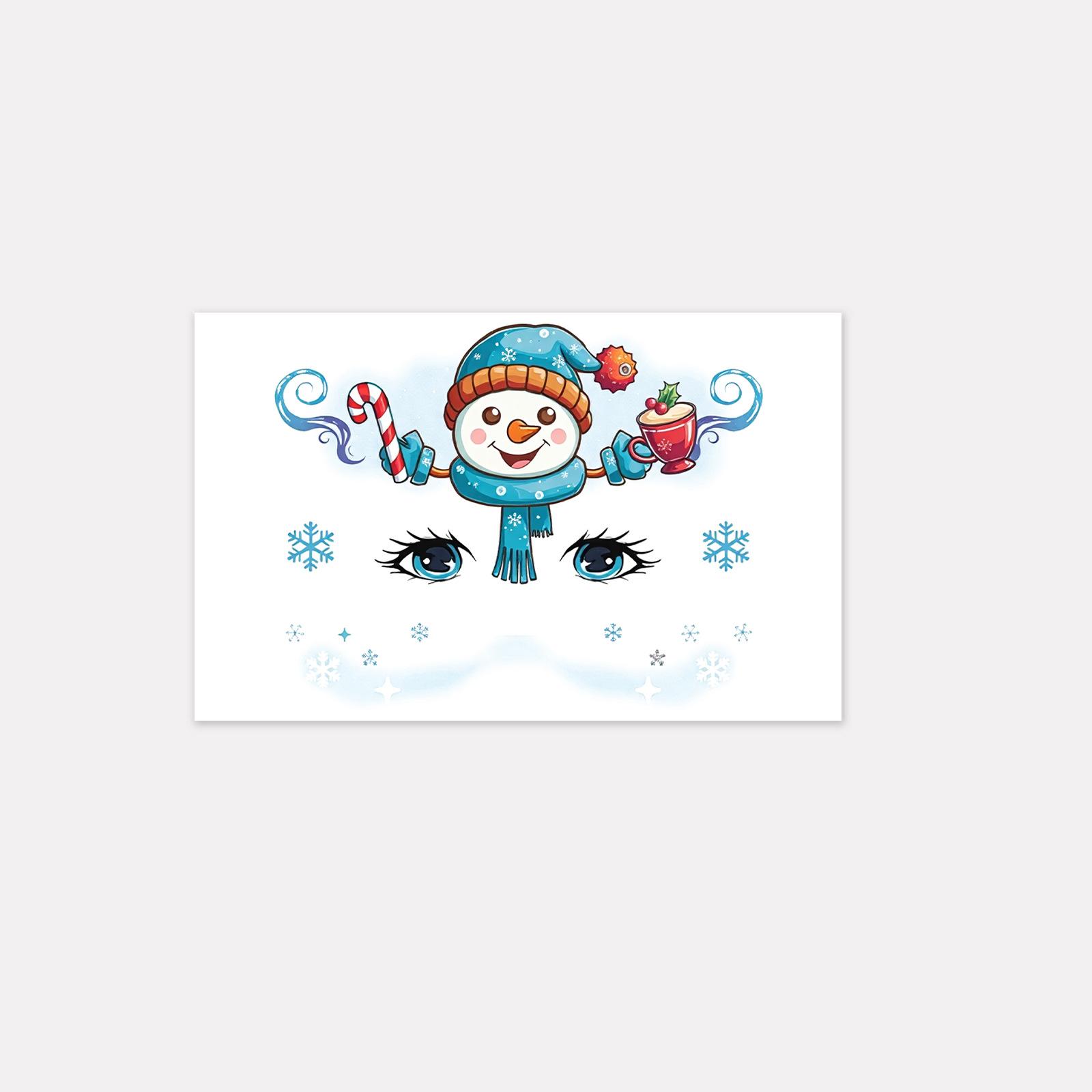 Christmas Makeup Tattoo Stickers Cartoon Carnival Holiday Party Yeti Temporary Face Tattoo Stickers 19*12