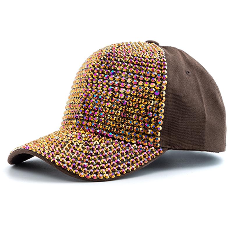 

Новая женская кепка с бриллиантовой инкрустацией, простая простая бейсболка, женская регулируемая повседневная уличная модная кепка, модная кепка 56cm-60cm кофейный