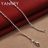 Original 925 Sterling Silver 16-30 Inches Bamboo Chain Necklace For Women Men Fashion Charm Jewelry Party Engagement Gift