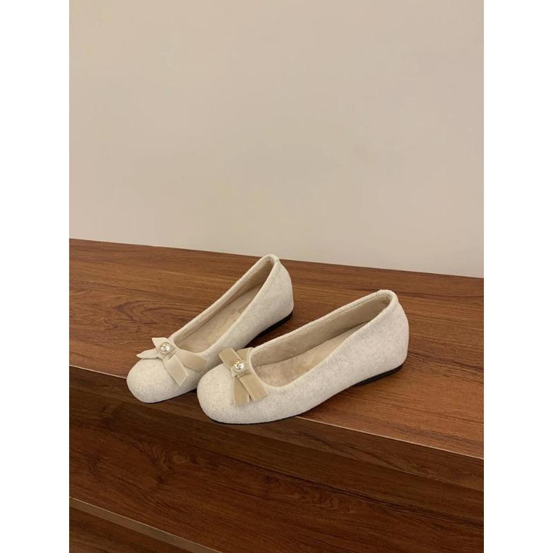 

Mary Jane shoes spring new gentle one-pedal lazy with skirt woolen flat single shoes women 36 абрикосовый