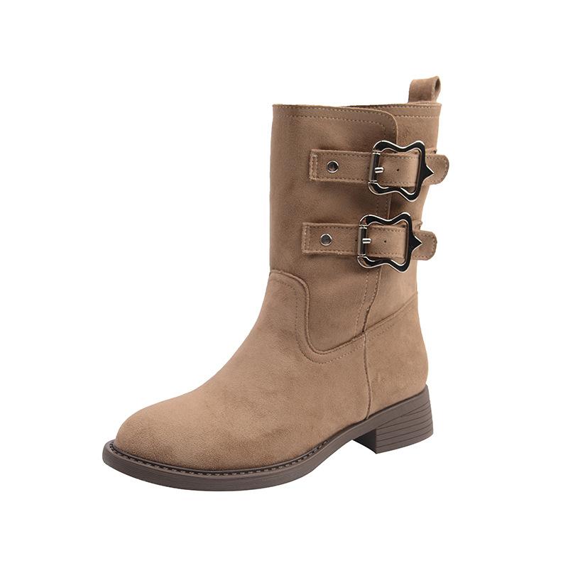 

Fat sister Martin boots suede retro short boots thick legs big tube circumference western boots large size women s shoes to 45