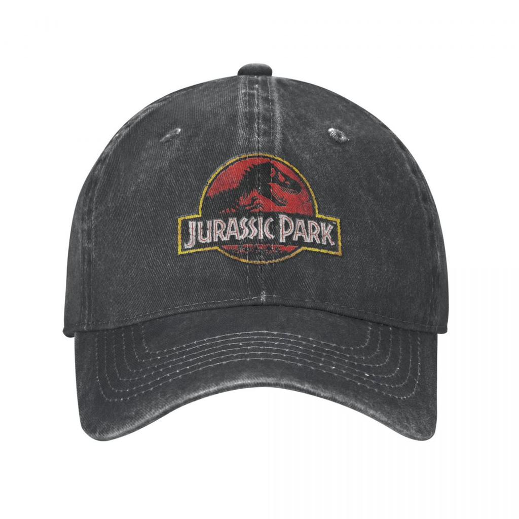 Jurassic Park Steinlogo Unisex Stil Baseballcaps Distressede Vaskede Hatter Caps Vintage Utendørsaktiviteter Solhatt