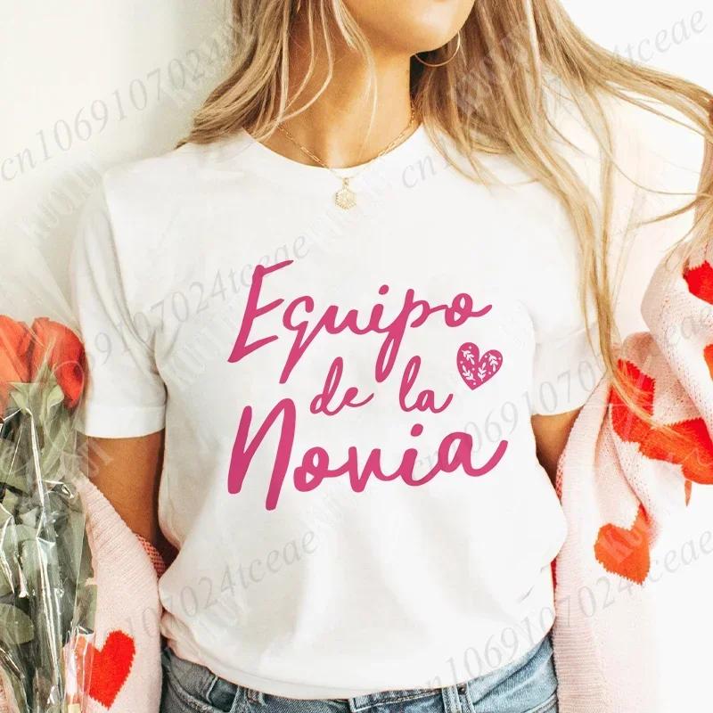 Team Bride Bridesmaid T-Shirt Spanish Girls Bachelorette Hen Party for Women Blouses Single Farewell Tops Bridal Wedding Tees