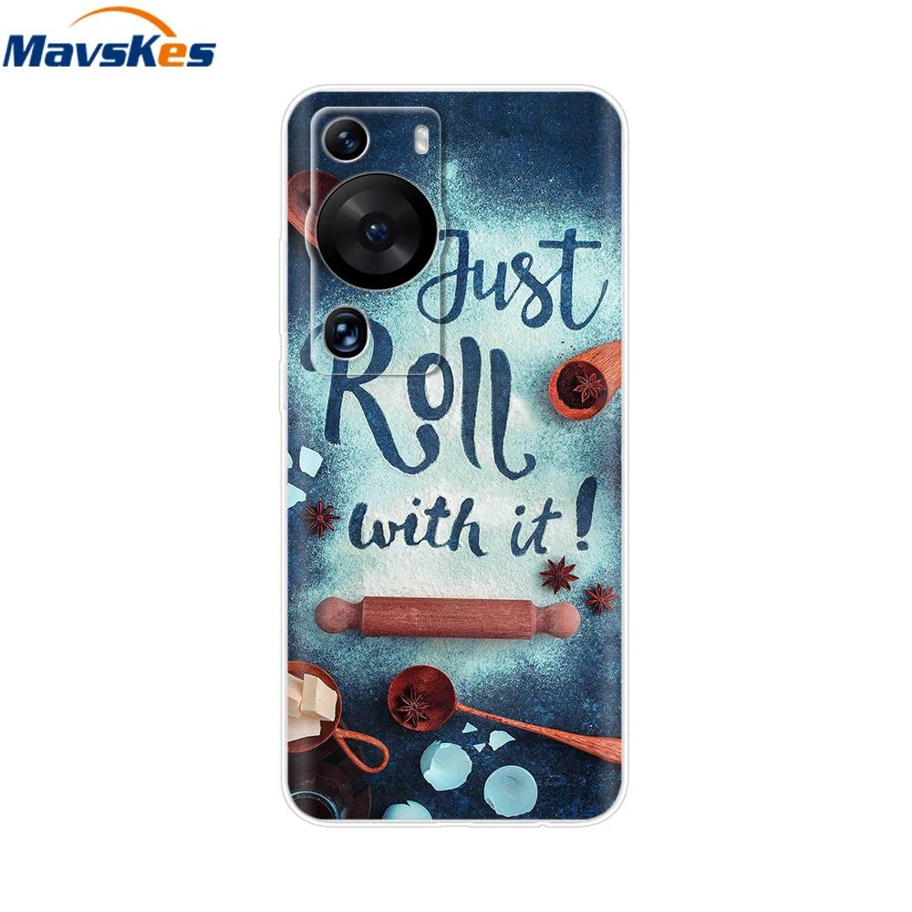 For Huawei P60 Pro Case Cute Heart Cartoon Painted Silicone Clear TPU Back Cover For Huawei P 60 P60 2023 P60Pro Phone Cases