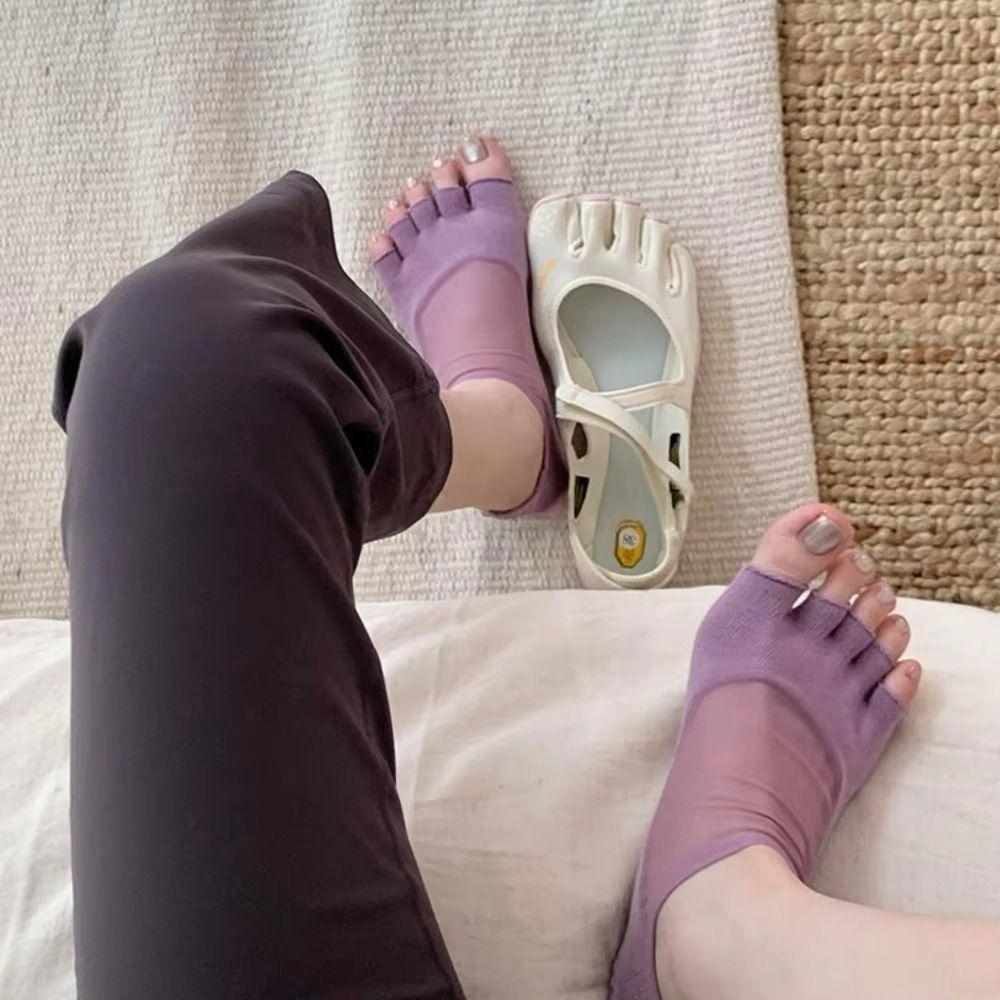 Non Slip Sole Yoga Socks Grip Socks Open Toe Socks Soft Five Toe Socks Ballet Sports
