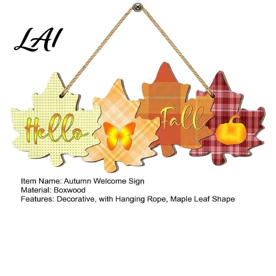 Thanksgiving Porch Decor Autumn Welcome Sign with Hanging Rope for Front Door Rustic Maple Leaf Shape Wood Farmhouse Seasonal Door Hanger Pumpkin And