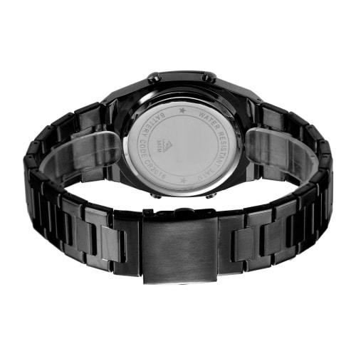 Zolohoni Men's Stainless Steel Digital Watch, Hexagonal Designer Watch with Alarm, Date Display, and Illumination, Waterproof, Black and White