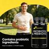 Probiotic and prebiotic capsules, each containing 4.4 billion CFU of live bacteria, 120 capsules.