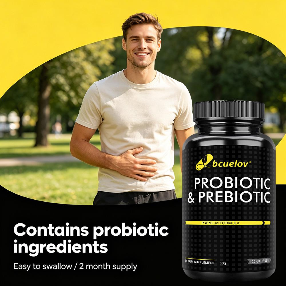 Probiotic and prebiotic capsules, each containing 4.4 billion CFU of live bacteria, 120 capsules.