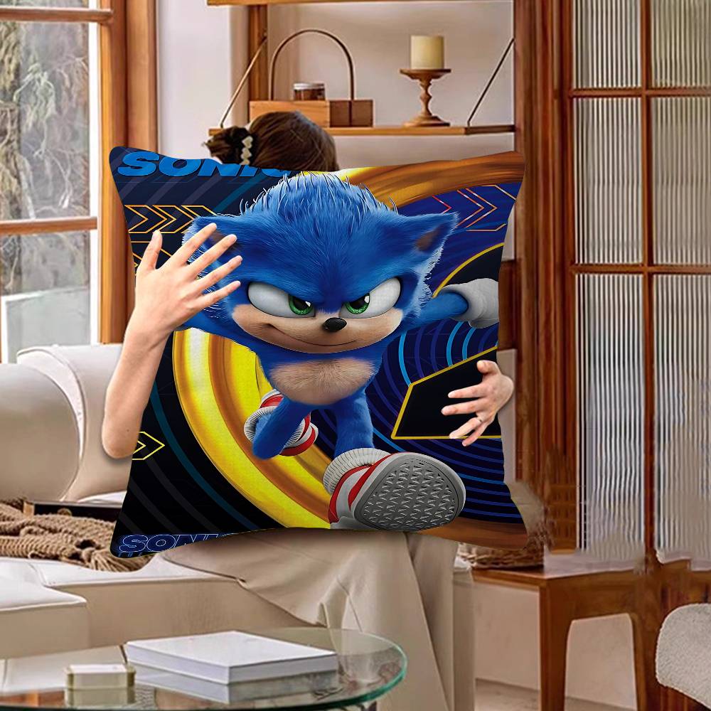 Anime S-Sonics H-Hedgehoges Cushion Cover Car Throw Pillow Case For Sofa Car Christmas Gift 40X40Cm 45X45Cm