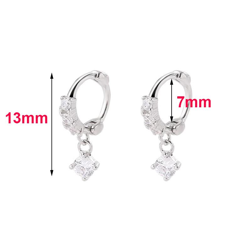Real 925 Silver Zircon Pendant Hoop Earrings For Women Classic Fine Jewelry Exquisite Geometric Accessories