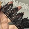 3Yards White/Black Floral Lace Trim - Water-Soluble Flower Embroidery for Wedding Veils, Hair Accessories & DIY Clothing Crafts