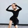 Kids Girls Latin Dance Uniform Long Sleeve Mesh Competition Dress Grading Split Suit Women Ballroom Dancewear Costumes