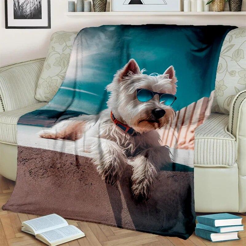 Cute Dog Husky, Samoye, Chihuahua, Koki Pomeranian Cartoon Blanket,Soft Throw Blanket for Home Bedroom Sofa Cover Blanket Kids