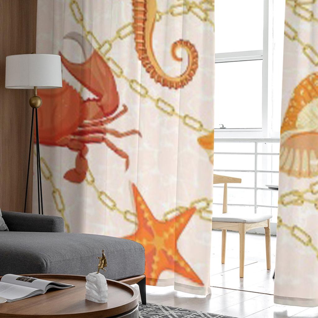 Fische Korallen Muscheln Algen Seepferdchen Unterwasser Chiffon Transparente Vorhänge für Wohnzimmer Schlafzimmer Fenster Voiles Tüll Vorhang