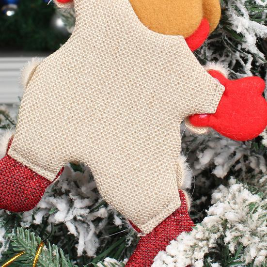 Small Christmas Doll Ornaments Fabric Snowman Santa Claus Bear Reindeer Xmas Tree Ornaments Rustic Doll Hanging Decor for Holiday Party Supplies