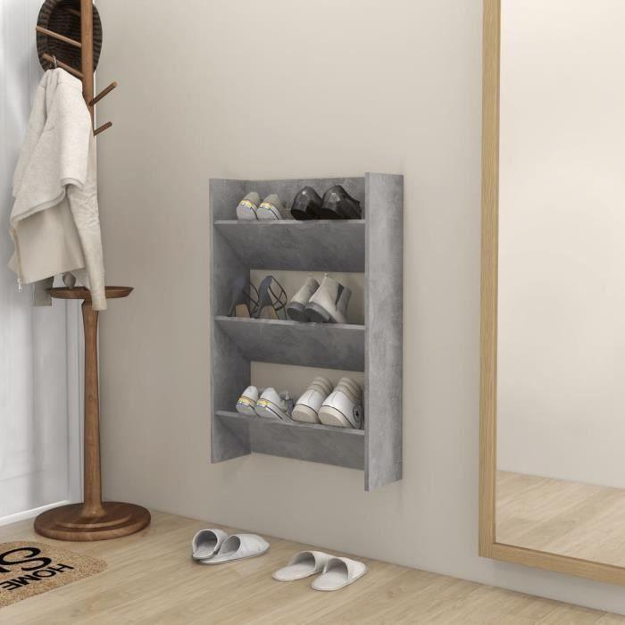 VidaXL Wall-mounted Shoe Cabinet Concrete Grey 60x18x90 Cm Chipboard