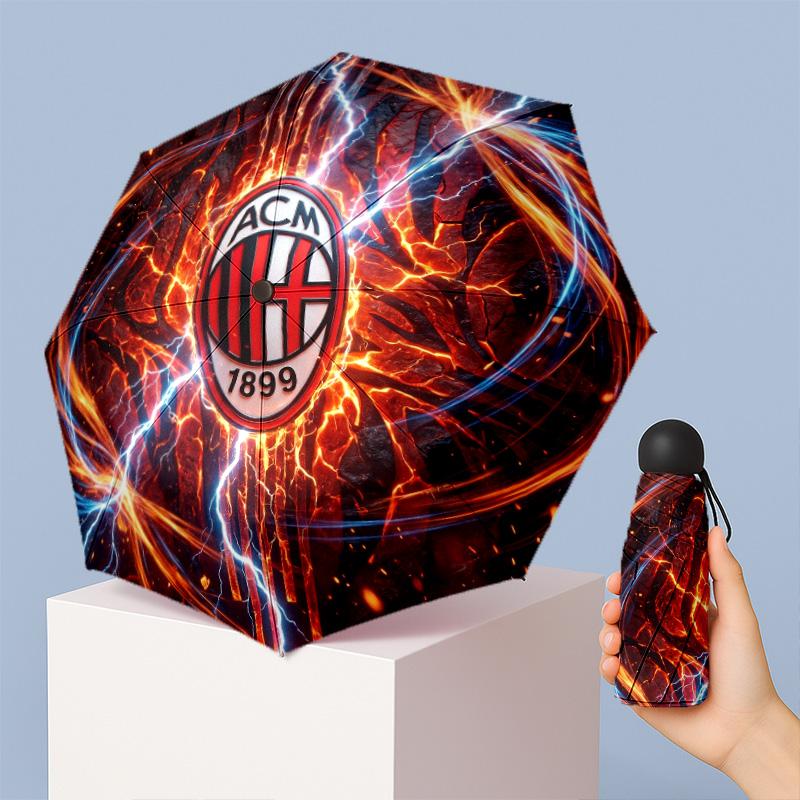 AC Milan Pattern Printed Mini 5 Folds 8 Ribs Compact Umbrella Windproof Waterproof Lightweight Portable Folding