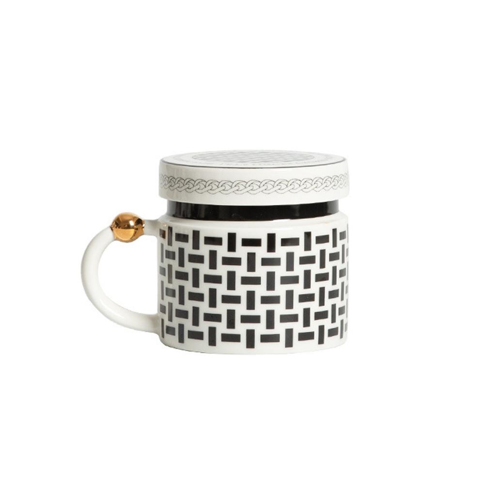 Black And  Polka Dot  Style Covered Ceramic Mugs, Water Cups, Coffee Cups, Breakfast Cups, Light Luxury Gift Creative Tea Cups