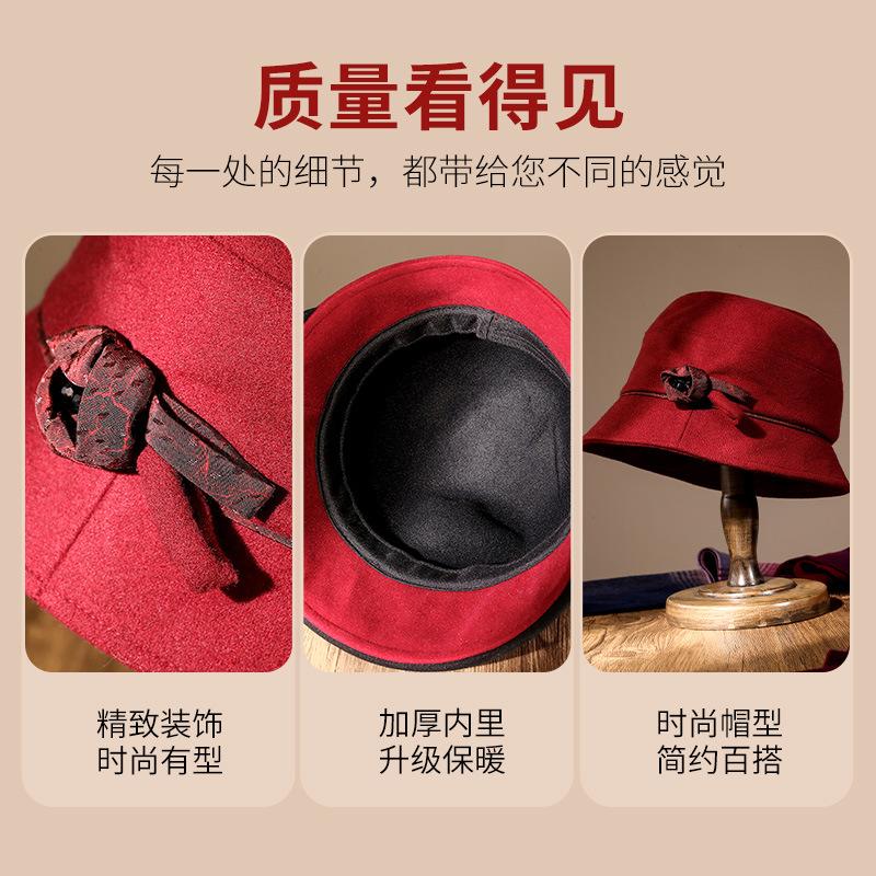 

Medium old man hat women s wool basin hat fleece warm grandma old lady bucket hat autumn and winter thickened top hat One Size темно-фіолетовий колір