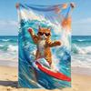 Boho Floral Cat Beach Towel Sand Free Quick Dry Blanket Hand Drawn Spotted Kitten Tropical Leaf Print Summer Beach Towel