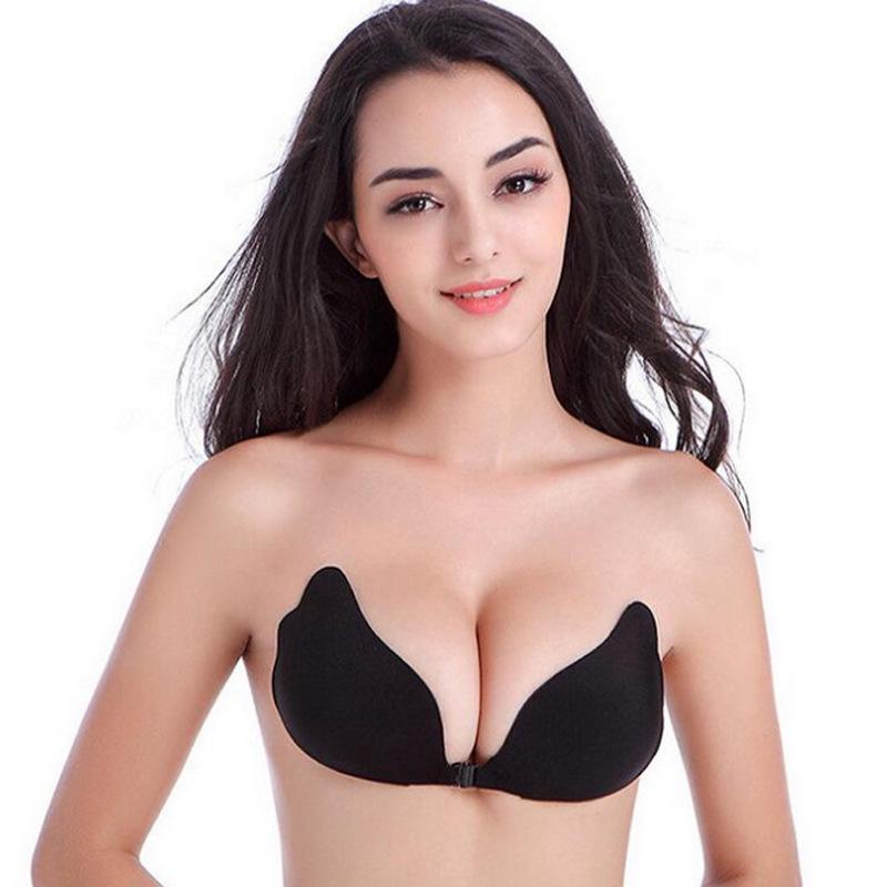 Angel's Wings Silicone Nipple Covers - Invisible Front Buckle Strapless Bra, Breathable & Seamless.