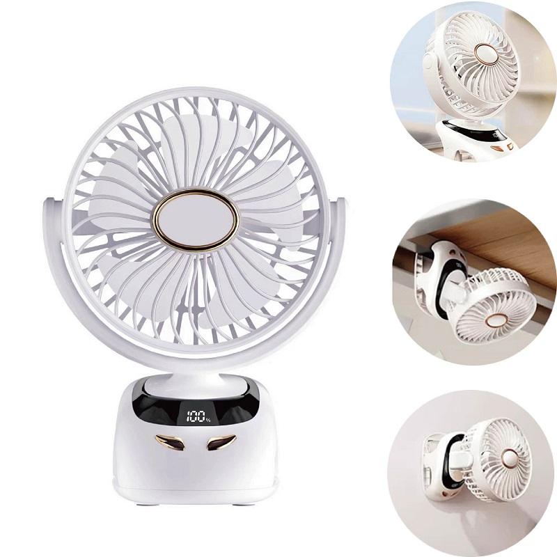 

Multifunctional Handheld Silent Office Desktop Clip Rechargeable Fan 5 Gear Portable Student Dormitory Cooling Ventilator China Mainland білий