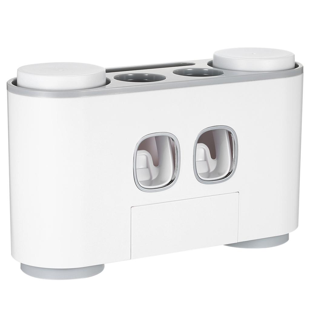 Ecoco Automatic Squeeze Toothpaste Set Wall Mounted Toothbrush Holder with 2 Toothpaste Dispensers 4 Cups and 5