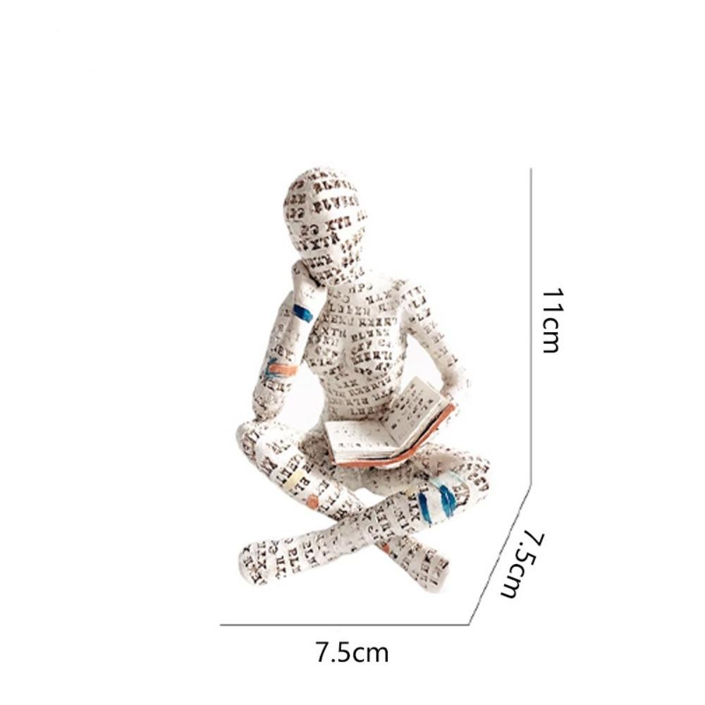 Creative Mini Reading Woman Figurine Thinker Style Nordic Modern Abstract Sculptures Resin Simple Art Sculpture Bookshelf Decor