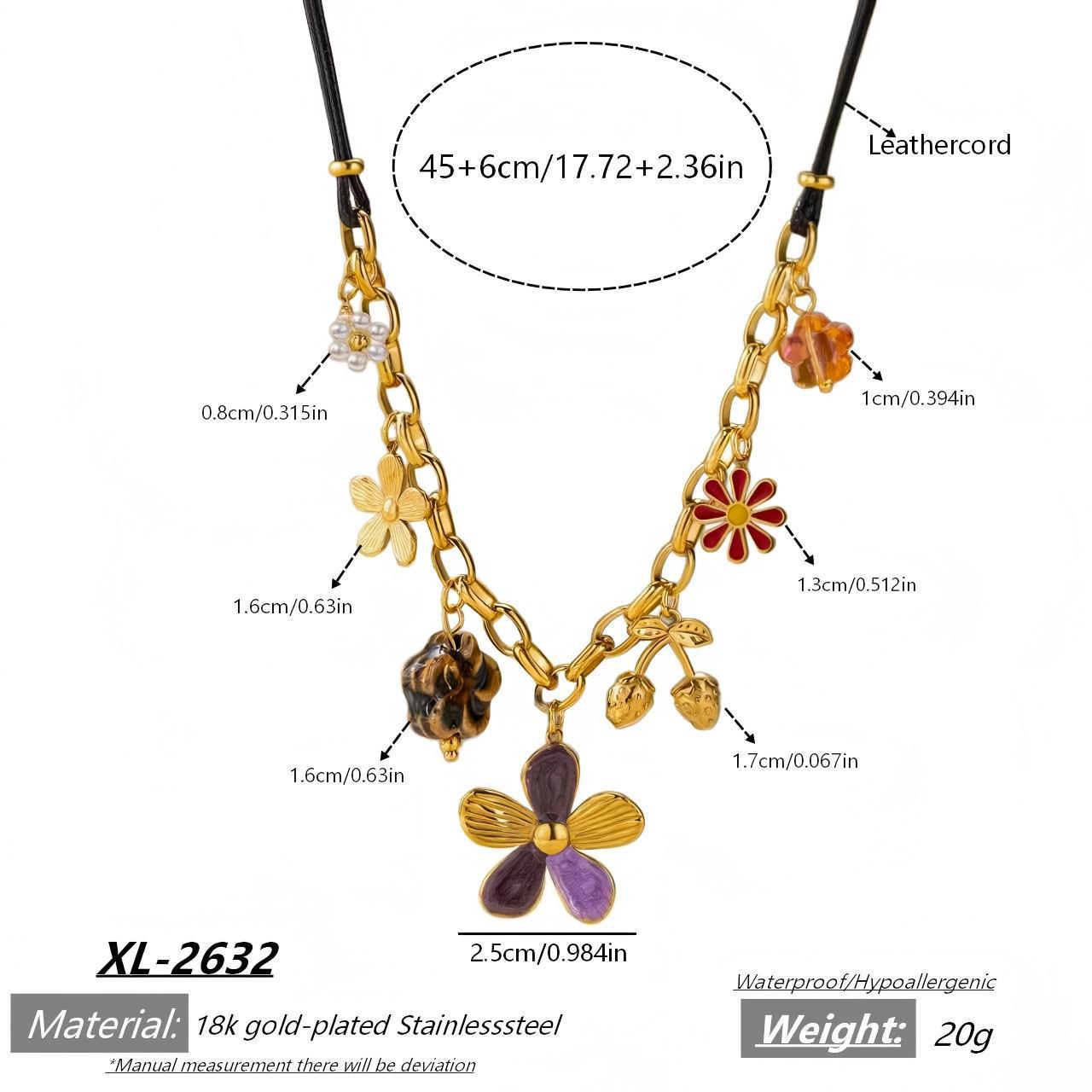 Stainless Steel Retro Floral Cross Pendant Necklace for Women 18K