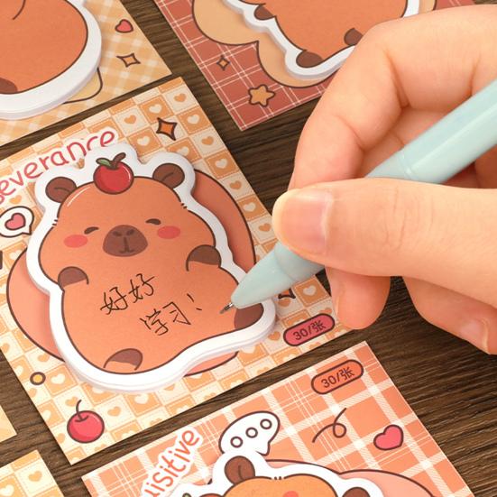 4 Pack Capybara Sticky Notepads, 30 Sheets Cute Self Sticky Notepads, Cartoon Animal Memo Pads, Adhesive Notes for Office School Students Party Favors