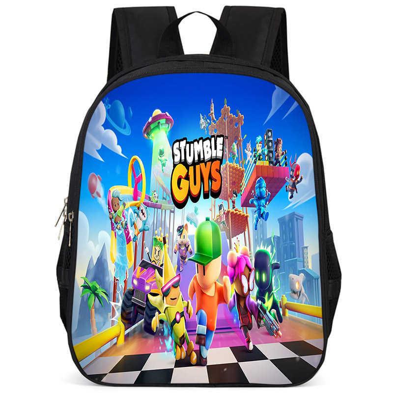 Stylish Stumble Guys Game Print Backpack Durable Oxford Cloth School Bag For Kids